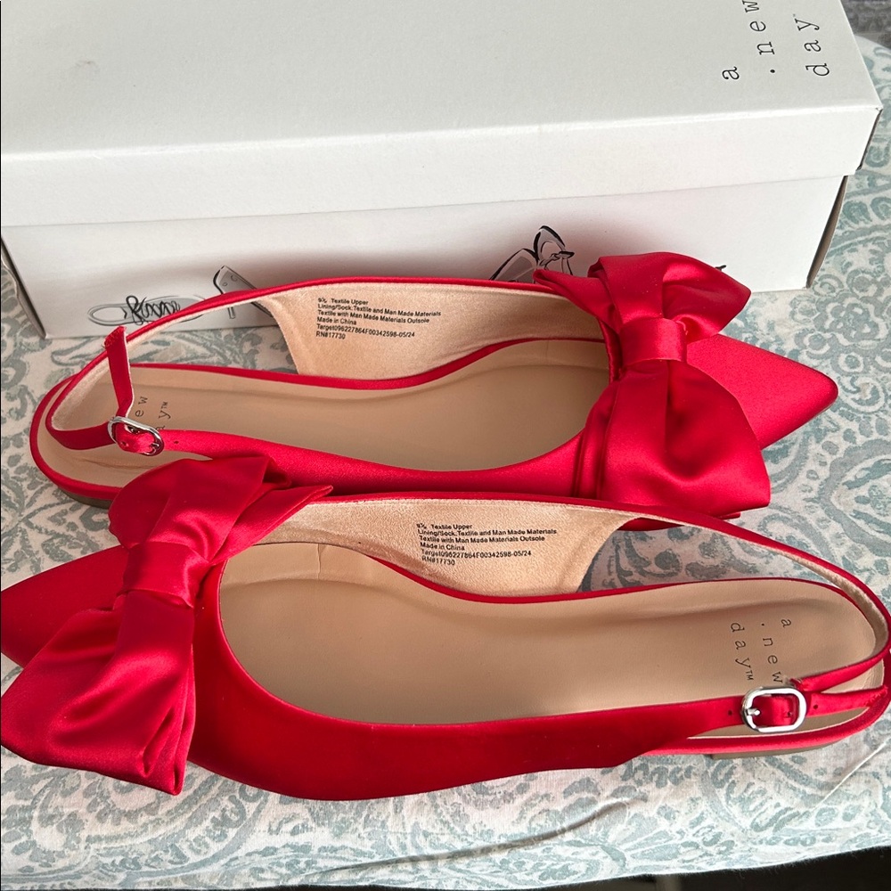 A New Day - Women’s Shelby Satin Slingback Bow Flats -